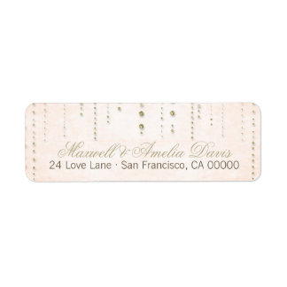 Peach & Gold Glitzer Look Hochzeitadressen-Labels