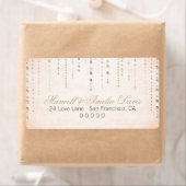 Peach & Gold Glitzer Look Hochzeitadressen-Labels (Insitu)