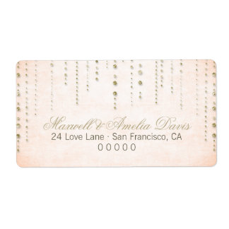 Peach & Gold Glitzer Look Hochzeitadressen-Labels