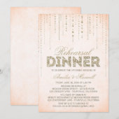 Peach & Gold Glitzer Look Probe Dinner einladen Einladung (Vorne/Hinten)