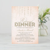 Peach & Gold Glitzer Look Probe Dinner einladen Einladung (Stehend Vorderseite)