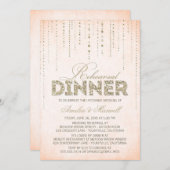 Peach & Gold Glitzer Look Probe Dinner einladen Einladung (Vorne/Hinten)