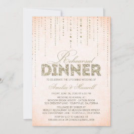 Peach & Gold Glitzer Look Probe Dinner einladen Einladung