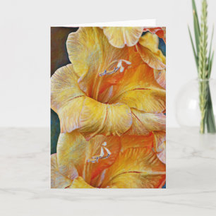 Peach Gold Künstlerisch Gladiolus Blume Note Card Karte