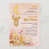 Peach & Gold Lantern Design Einladung (Vorderseite)
