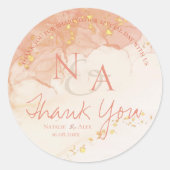 Peach Gold Marmor Niedlich Monogram Wedding Vielen Runder Aufkleber (Vorderseite)
