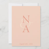 Peach Gold Marmoreffekt Monogram Elegante Hochzeit Einladung (Rückseite)