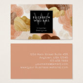 Peach Gold Modern Abstract Monogram Business Cards (Vorne & Hinten)