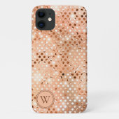 Peach & Gold Shimmer Monogramm Case-Mate iPhone Hülle (Rückseite)