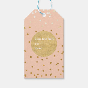 Peach & Gold Shiny Confetti Dots Chic Modern Geschenkanhänger