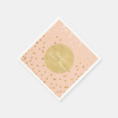 Peach & Gold Shiny Confetti Dots Chic Modern Serviette (Ecke)