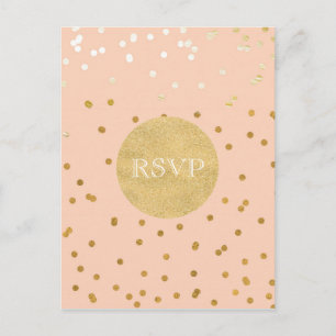 Peach & Gold Shiny Confetti Dots Chic Moderne UAWG Einladungspostkarte