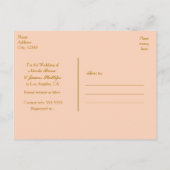 Peach & Gold Shiny Confetti Dots Save the Date Ankündigungspostkarte (Rückseite)