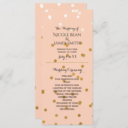 Peach & Gold Shiny Imitate Foil Confetti Programm (Vorne/Hinten)