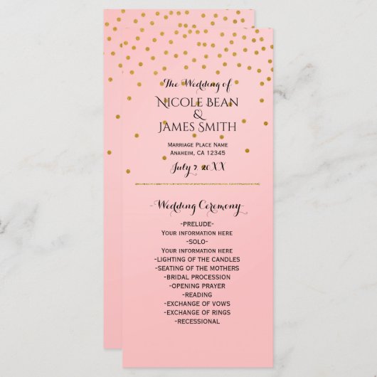 Peach & Gold Shiny Imitate Foil Confetti Programm (Vorne/Hinten)