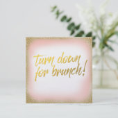 Peach Gold Turn down for Brunch Einladung Pearl (Stehend Vorderseite)