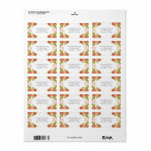 Peach Gold Wasserfarbe Blume Rücksendeadresse Adressaufkleber (Vorne)