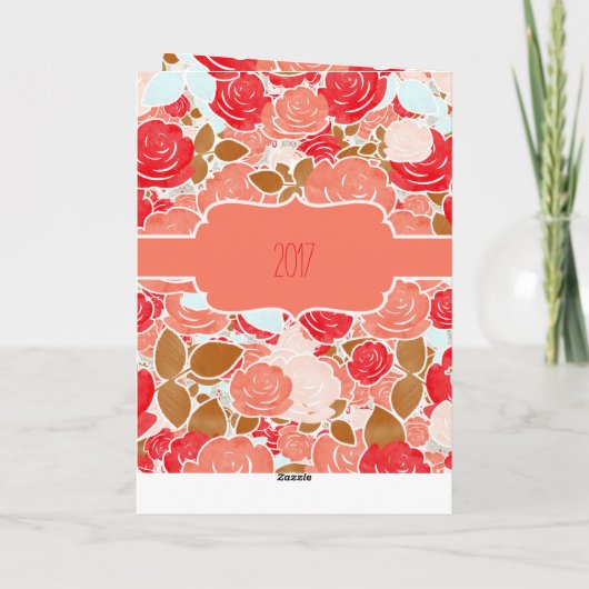 Peach & Gold Wasserfarbene Blumengymnasium zum Geb Karte (Rückseite)