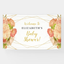 Peach Gold Watercolor Blume Kinderdusche Banner