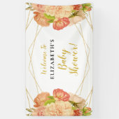 Peach Gold Watercolor Blume Kinderdusche Banner (Vertikal)