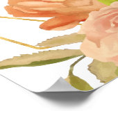 Peach Gold Watercolor Blume Kinderduschzeichen Poster (Ecke)