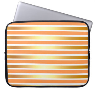 PEACH GOLD WHITE SHINY STRIPES LAPTOPSCHUTZHÜLLE