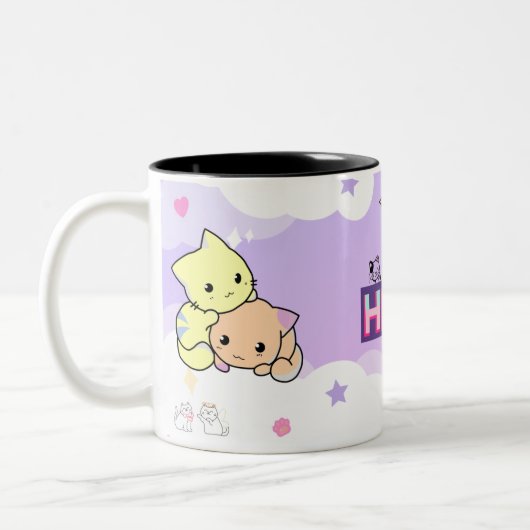 Peach & Goma - Mochi Mochi Peach Cats Zweitone  Zweifarbige Tasse (Links)