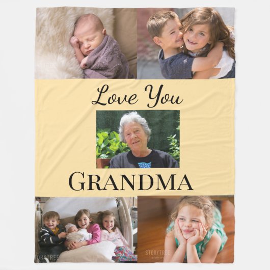 Peach Gradient 5-photo Family Tribute Keepsake Fleecedecke (Vorderseite)