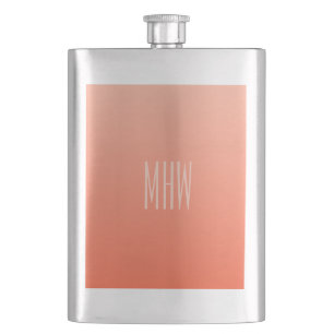 Peach Gradient benutzerdefinierte Monogramm-Flasch Flachmann
