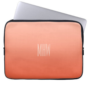 Peach Gradient benutzerdefinierte Monogramm Laptop Laptopschutzhülle