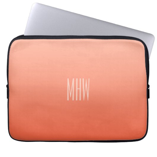 Peach Gradient benutzerdefinierte Monogramm Laptop Laptopschutzhülle (Vorderseite)