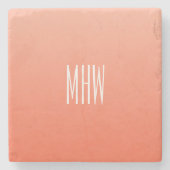 Peach Gradient Custom Monogram Stone Untersetzer (Vorderseite)