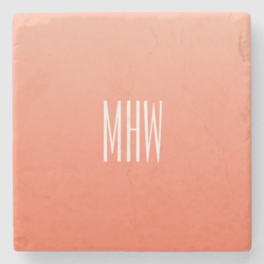 Peach Gradient Custom Monogram Stone Untersetzer (Vorderseite)
