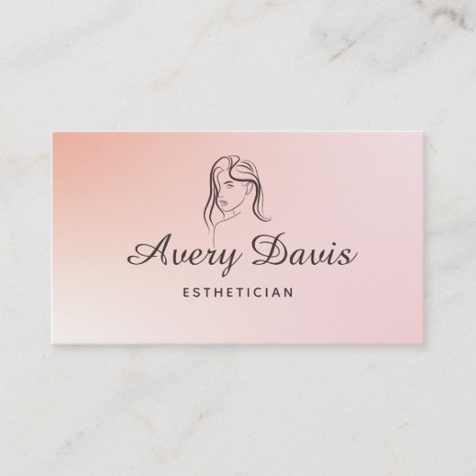 Peach Gradient Minimalistisch Esthetiker Visitenkarte (Vorderseite)