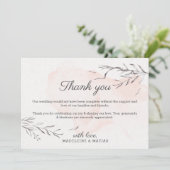 Peach & grau romantische Hochzeit mit Blumen Dankeskarte (Stehend Vorderseite)