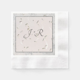 Peach & Gray Marble Monogrammatique Napkins Serviette