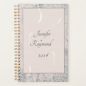 Peach & Gray Marble Monogrammatique Wedding Planer (Vorderseite)