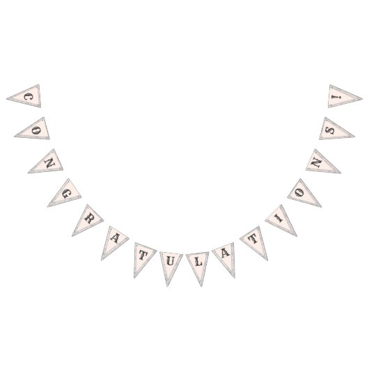Peach & Gray Marble Monogrammatique Wedding Wimpelkette (Alle)