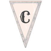 Peach & Gray Marble Monogrammatique Wedding Wimpelkette (Erste Fahne)