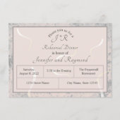 Peach & Gray Marble Monogrammierte Probe Dinner Begleitkarte (Vorderseite)