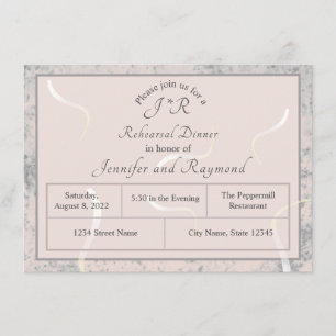 Peach & Gray Marble Monogrammierte Probe Dinner Begleitkarte