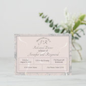Peach & Gray Marble Monogrammierte Probe Dinner Begleitkarte (Stehend Vorderseite)