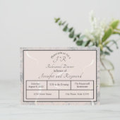 Peach & Gray Marble Monogrammierte Probe Dinner Begleitkarte (Stehend Vorderseite)