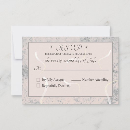 Peach & Gray Marble Monogrammierte RSVP-Karte RSVP Karte (Vorderseite)