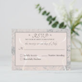 Peach & Gray Marble Monogrammierte RSVP-Karte RSVP Karte (Stehend Vorderseite)