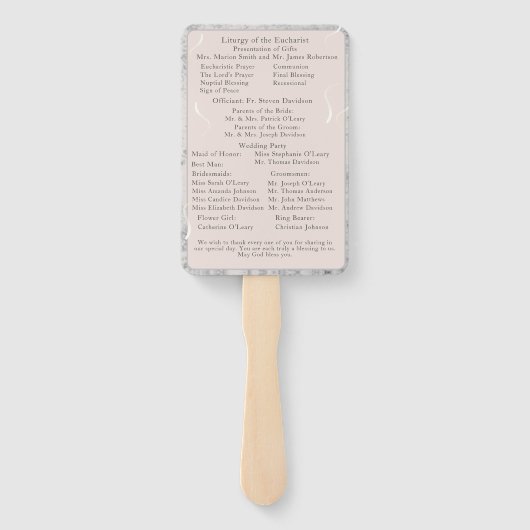 Peach & Gray Marble Nuptial Mass Program Fächer (Rückseite)