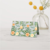 Peach & Gray Peony & Rose Blumenhochzeit Platzkarte (Rückseite)