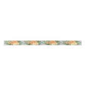 Peach & Gray Peony & Rose Blumenhochzeit Satinband (Vorderseite)