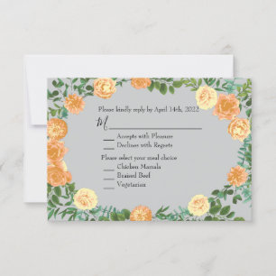 Peach Gray Wedding Spring Floral Einladung