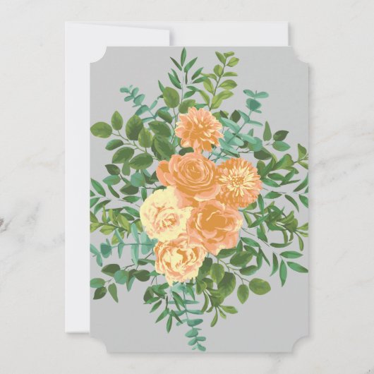 Peach Gray Wedding Spring Floral Einladung (Rückseite)